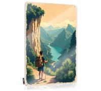 FZFN Letreros de pared divertidos hippie, decoración de habitación pequeña, área suave, aventura espera: viaje de excursionista a través de montañas exuberantes | Decoración de habitaciones de granja