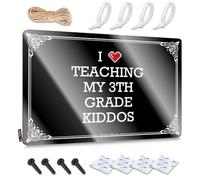 FZFN Letreros de pared impermeables, impresión retro redonda para cafetería, pub, hombre, cueva, decoración de puerta de otoño, preperforada, personalizable, I Love Teaching My 3th Grade Kiddos (30 x