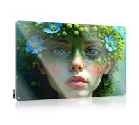FZFN Letreros de pared para exteriores, decoración de otoño, listos para colgar, una cara adornada con vegetación y flores azules, baño suave para la compra (30 x 40 cm)