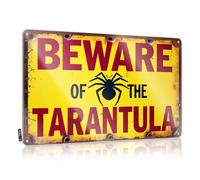 FZFN Letreros de pared personalizados con texto en inglés "Beware Of The Tarantula". Bonito arte de pared de metal listo para colgar para barra de cueva de hombre (30 x 40 cm)