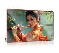 FZFN Life Slow Poster - Póster de Samurai Beauty In Red Kimono con dragones dorados para colgar en la pared (20 x 30 cm)