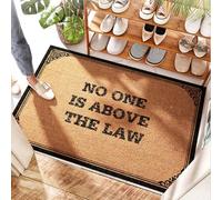 FZFN Music Coconut Rug No One Is Above The Law | Puerta de entrada al aire libre - Puerta de fibra de coco/puerta semicircular - Alfombra de baño antideslizante lavable, coche y baño con agarre (50 x