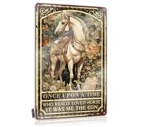 FZFN Once Upon A Time There Were A Girl Who Really Loved Horse Man Cabe Decor Clearance Hanging | Letreros únicos de casa de campo, decoración de pared de metal vintage (20 x 30 cm)