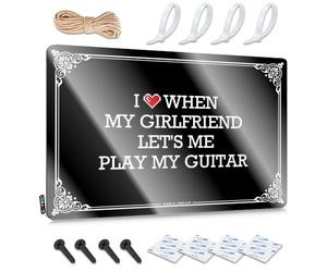 FZFN Plaques Nice Stunning I Love When My Gf Girlfriend Let's Me Play My Guitar For Pool Bar - Decoración de habitación genial personalizable (20 x 30 cm)