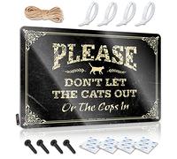 FZFN Please Don't Let The Cats Out Or The Cops In Retro Wall Decor Small Room Decor Decorative | Western Ideas Hanging Art para restaurante y sala de estar (30 x 40 cm)