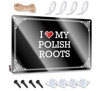 FZFN Póster redondo de música para decoración del hogar - I Love My Polish Roots, diseño de estilo rústico para puerta (20 x 30 cm)