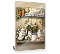 FZFN Póster vintage humorístico para pared, decoración de habitación indie, diseño divertido para balcón y garaje, accesorio de metal antioxidante Today, I Choose Faith, Hope, Love: A Serene Still (20