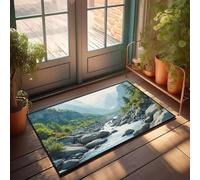 FZFN Runner Rocks Line A River Fluyendo a través de un valle de montaña, accesorios de camping al aire libre, puerta personalizada, lavable a máquina, tapete de baño para adultos, sala de estar o