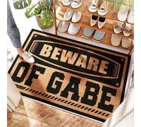 FZFN Slide Mvp - Alfombra de béisbol para entrada, con texto en inglés "Beware Of Gabe", para mesita de noche/alto tráfico, tapete antideslizante para interiores, puerta de coco y personalizada, playa