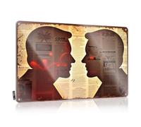 FZFN Stuff For Boys Room Silhouettes Of Two Heads Facing Each Other A Background O Tin Sign - Letrero de metal divertido para exteriores (20 x 30 cm)
