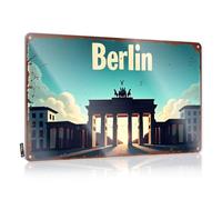 FZFN Stuff For Your Room Berlin: The Timeless Beauty Of The Brandenburg Gate Cartel de estaño y decoración vintage para bar (20 x 30 cm)