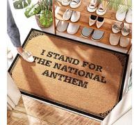 FZFN Tapete de bienvenida con lazo I Stand For The National Anthem - yute al aire libre | Puerta interior de entrada/tabla de surf - Alfombrillas de otoño al aire libre para puerta delantera