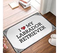 FZFN Tapete de cocina con texto en inglés «Outside I Love My Labrador Retriever» | Alfombrilla de baño antimoho a cuadros (40 x 60 cm)