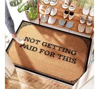 FZFN Tapete de entrada lavable y antideslizante que no se le paga por esto, moño, onda/ducha, alfombra exterior para puerta delantera interior, ovalada (65 x 90 cm)