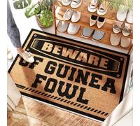 FZFN Tapete de goma para entrada de banco de piso, cuidado con las aves de Guinea - Puerta personalizada | Felpudo delgado para entrada exterior divertido - Piso de piscina, bienvenida grande (50 x 80