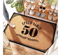 FZFN Tapete de yute festoneado para puerta de entrada exterior, límite de velocidad de 50 mph, pintura para puerta lisa, alfombra de polipropileno antideslizante y lavable, puerta delantera al aire