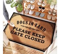 FZFN Tapete moderno de bienvenida con diseño de perros en el patio para mantener la puerta cerrada, porche al aire libre, puerta o círculo ultrafino, tapete para puerta delantera, entrada exterior