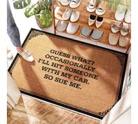 FZFN Tapete para porche occidental, ¿Adivina qué? Ocasionalmente golpearé a alguien con mi coche. So Sue Me. | Puerta de baño/yute, alfombra de puerta delantera, entrada interior, cocina, acolchada y