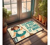 FZFN Thankful - Felpudo vintage de limpieza humor: "Cleaning Is Just Pulling It More", felpudo deportivo, bar, decoración divertida (40 x 60 cm)