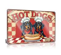FZFN Tinsign Decor - Letrero de metal con texto en inglés "Hot Dogs: A Delightful Dachshund Delicacy" (30 x 40 cm)