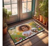 FZFN Welcome-ish - Camino de goma para exteriores - And I, Think To T/no-self What A Wonderful World Shaggy antideslizante para interiores y exteriores para mayor comodidad (50 x 80 cm)