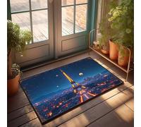 FZFN Welcome-ish - Felpudo antifatiga para puerta delantera | Noches de París: Torre Eiffel iluminada al aire libre entrada divertida caza (40 x 60 cm)