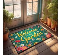 FZFN Welcome To My Vibrant Garden Signage - Felpudo de plástico para exteriores, decoración del hogar, para hombre, duradero, lavable, antideslizante, para interior (40 x 60 cm)