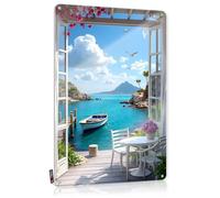 FZFN Western Essentials - Letreros vintage divertidos | Retiro junto al mar: un escape sereno con vistas al océano, arte decorativo para pared, listo para colgar para la compra (20 x 30 cm)