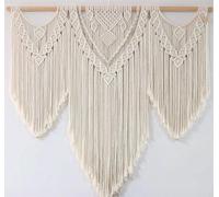 FZHLR Gran Macrame Pared 110x95cm de Arte Tejido Decoración de Paredes Bohemias Tapiz de Macrame Boda Pared Colgante Dormitorio Sala de Estar Apartamento Guardería,Beige A