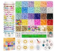FZIIVQU 6100 Piezas Cuentas de Arcilla de 24 Colores Para Pulseras Cuentas de Letras UV Abalorios Para Hacer Pulseras DIY Artesanía Kit de Pulseras Hacer Pulseras Niñas