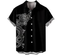 FZKun Camisas de manga corta para hombre, blusa vintage con estampado 3D de dragón, casual, para vacaciones, playa, camiseta gráfica de dragón, camiseta de verano, vacaciones, fiesta, playa, # 1, 5XL