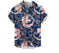 FZKun Camisas de manga corta para hombre, blusa vintage con estampado 3D de dragón, casual, para vacaciones, playa, camiseta gráfica de dragón, camiseta de verano, vacaciones, fiesta, playa, N.º 5,