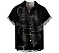 FZKun Camisas de manga corta para hombre, blusa vintage con estampado 3D de dragón, casual, para vacaciones, playa, camiseta gráfica de dragón, camiseta de verano, vacaciones, fiesta, playa, N.º 7,