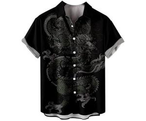 FZKun Camisas de manga corta para hombre, blusa vintage con estampado 3D de dragón, casual, para vacaciones, playa, camiseta gráfica de dragón, camiseta de verano, vacaciones, fiesta, playa, N.º 7,