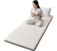 FZKun Colchón Individual para El Suelo con Bolsa De Almacenamiento Al Vacío Reutilizable - Tatami Japonés Colchoneta Futón De Algodón Enrollable Cama De Invitados Plegable (90x200CM,Beige)