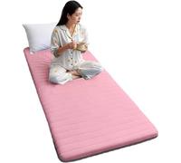 Colchón Individual para El Suelo con Bolsa De Almacenamiento Al Vacío Reutilizable - Tatami Japonés Colchoneta Futón De Algodón Enrollable Cama De Invitados Plegable (90x200CM,Rosa)