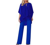 FZKun Conjunto de traje de mujer de talla grande - Elegante traje de invitada de boda con pantalones 2 piezas de gasa con manga de murciélago - Múltiples colores, XXL