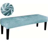 FZKun Funda para banco de comedor con parte inferior elástica, funda de cojín de terciopelo elástico, lavable, extraíble, rectangular, protector de asiento para comedor, cocina, sala de estar (azul