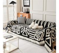 FZKun Manta para sofá grande de 1/2/3/4 plazas, manta suave reversible versátil bohemia manta decorativa para silla, sofá, cama (negro, 180 x 380 cm)