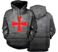 FZKun Sudadera con capucha para hombre, diseño de caballeros templarios en 3D, para Navidad, Halloween, otoño, invierno, con cordón, # 2, M