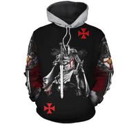 FZKun Sudadera con capucha para hombre, diseño de caballeros templarios en 3D, para Navidad, Halloween, otoño, invierno, con cordón, # 4, XL