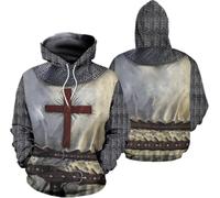 FZKun Sudadera con capucha para hombre, diseño de caballeros templarios en 3D, para Navidad, Halloween, otoño, invierno, con cordón, N.º 5, XXL