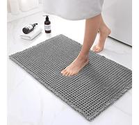 FZKun Tapete de baño de gofre, absorbente, antideslizante, con borlas, textura de color sólido, para baño, pasillo, lavandería, entrada, bañera al lado de la bañera, lavable a máquina (61 x 92 cm,