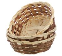 FZL02068LM Frutero tejido de bambú para pan, cestas de frutas para servir, cuenco de mimbre, para cena y uso diario, juego de 3 versátiles