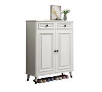 FZL02068LM Independiente Armario de Entrada for el hogar de 80 cm con Almacenamiento Interior, Zapatero con Patas de Madera Maciza integradas, Color Blanco Organizador