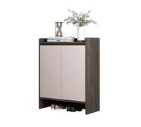 FZL02068LM Independiente Zapatero de 4 estantes con Puerta, estantes Ajustables y Patas de Madera, 100 cm de Alto, Organizador for Entrada y Puerta Principal, Color Negro Organizador