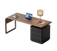 FZL02068LM Mesa de PC para oficina en casa con salidas de almacenamiento y carga, estación de trabajo de escritura moderna con gabinete, escritorio de oficina de nogal (negro, M)