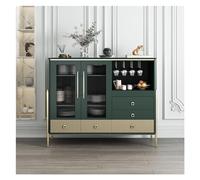 FZL02068LM Side Table Aparador Tipo Buffet, Mueble Auxiliar Moderno con Puertas de Vidrio, Almacenamiento, Adecuado for cocinas, comedores y cafeterías Multiusos(Green,130 * 42 * 110cm)