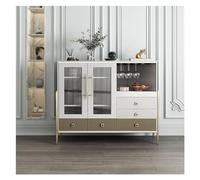 FZL02068LM Side Table Aparador Tipo Buffet, Mueble Auxiliar Moderno con Puertas de Vidrio, Almacenamiento, Adecuado for cocinas, comedores y cafeterías Multiusos(Blanco,130 * 42 * 110cm)