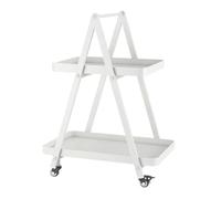 FZL02068LM Side Table Carrito móvil for Sala de Estar, sofá, Mesa Auxiliar, asa, diseño Moderno, Estilo Minimalista, Estante Almacenamiento con Ruedas Multiusos(Blanco)